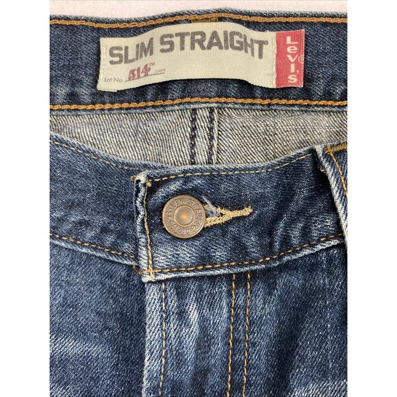 Levis 514 Jeans Mens 33 x 29.5 Slim Straight Dark Wash Denim Mid Rise - Picture 4 of 13
